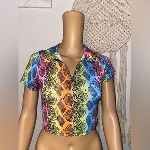 🌈rainbow festival snakeskin crop top 🌈